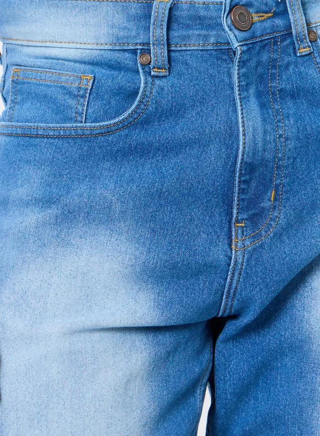 Styli Men Washed Tapered Fit Faded Jeans